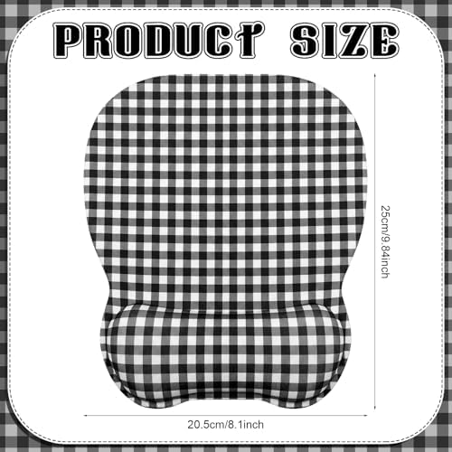 Sabary Black White Gingham Mouse Pad with Wrist Rest Checkered Mouse Pad