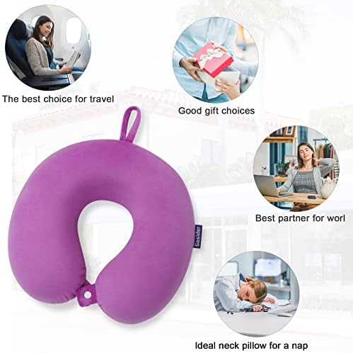 Travel Pillow, Memory Foam Neck Pillow, Airplane Pillow, Purple