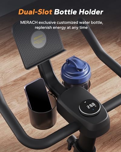 MERACH Exercise Bike, Magnetic Friction Stationary Bike for Home with APP