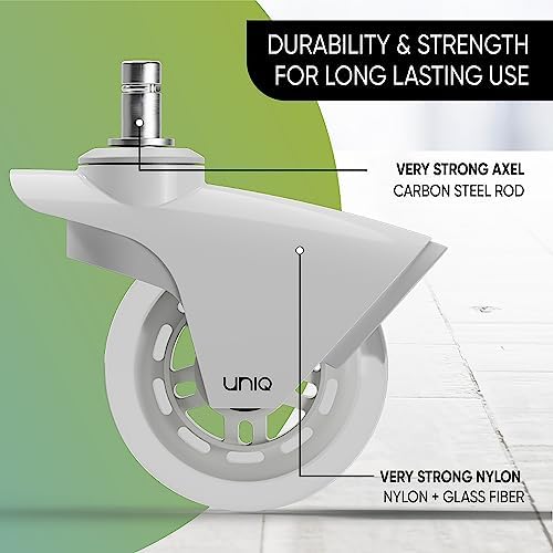 Replacement Office Chair Wheels for Carpet, Wood & Tile, Set of 5 - Premium Quality Office Chair Casters for Work & Gaming Chair - Smooth & Noise-Free Rubber Wheel for Office Chair