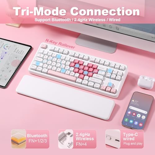 YUNZII B87 TKL Wireless Mechanical Keyboard (White Heart, Cocoa V2)