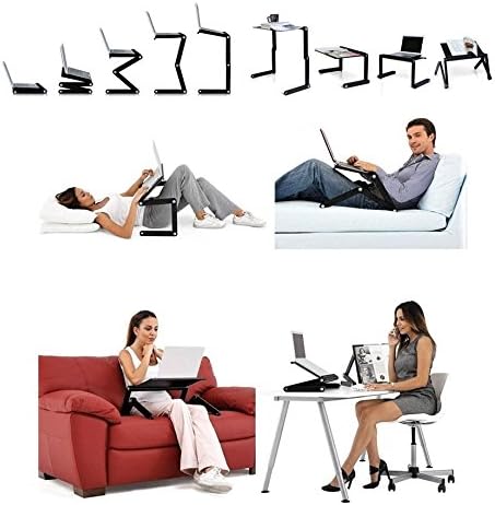 Adjustable Laptop Computer Lap Desk Portable Multifunctional Cooling Ergonomic Vented Table TV Bed Tray Stand Mount Holder(480 * 260mm, Pink)