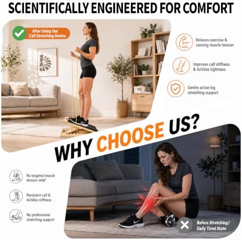 Premium Wooden Slant Board, Adjustable Calf Stretcher & Squat