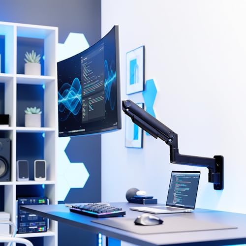 VIVO Premium Ultrawide Monitor Counterbalance Wall Mount for up to 49 inch Screens, Holds 44 lbs, Full Motion, Max VESA 100x100, Black, MOUNT-V101V