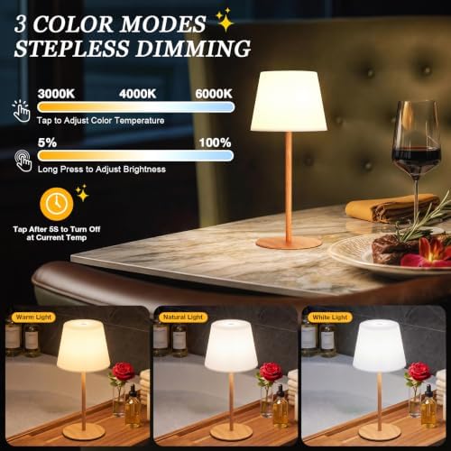 Shower Lamp Rechargeable Waterproof Lamp, Cordless Table Lamp for Bathroom