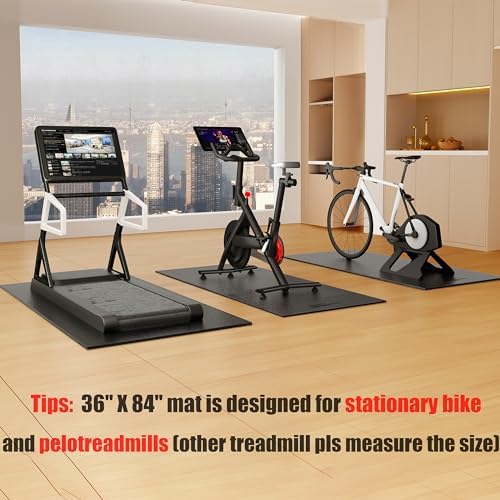 Cycleclub Bike Mat Compatible with Peloton Bike,Elliptical,Treadmill Mat, 6mm Thick, Under Exercise Bike Trainer Pad for Indoor Stationary Spin Bike Gym Equipment Hardwood Floor Carpet Protector