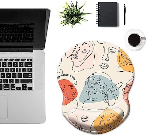 Ergonomic Wrist Support Mouse Pad - Comfortable Computer Mouse Pad with Non-Slip PU Base for Home Office Working Gaming (Art Faces)