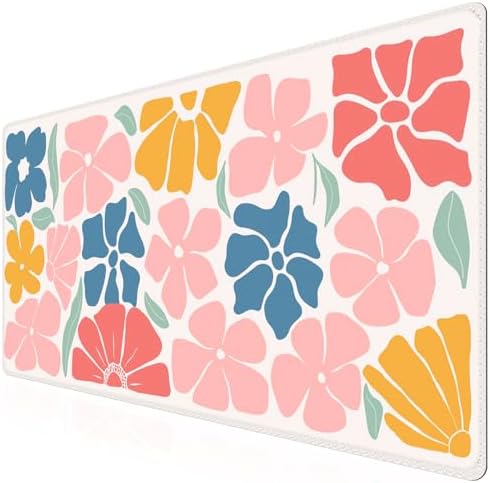 iCasso Desk Mat, Desk Matt for Desktop, Cute Desk Pad Mat, Colorful Flower