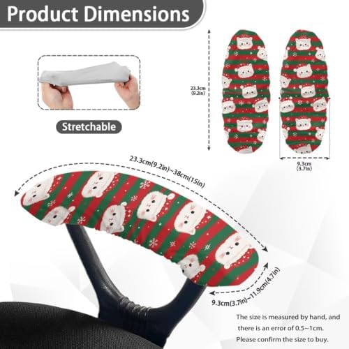 Office Chair Arm Covers Set of 2, Christmas Cat Snowflake Printed Soft Stretch Office Computer Chair Armrest Covers with Elastic Edge, Universal Fit, Home Decor