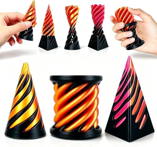 Gytera 3 Pack Impossible Cone Spiral Cone Passthrough Sculpture Fidget Toys Adults, 3D Printed Spiral Cone Toys - Stress Relief Desk Toy, Impossible Spiral Decoration for Desk (3 Packs)