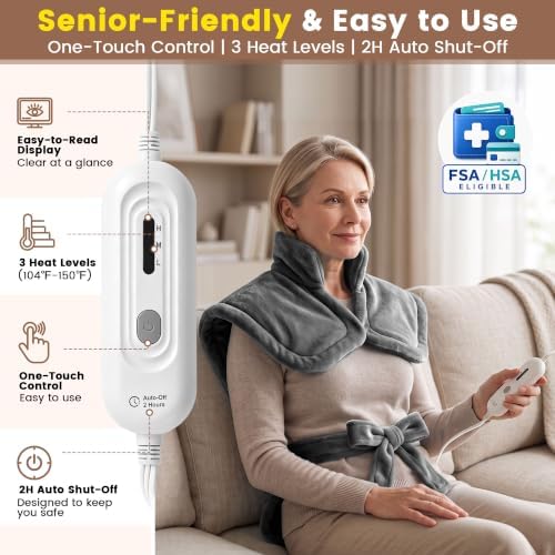 Tefici Electric Heating Pad for Back, Neck & Shoulders, 24"×33", Ultra Soft