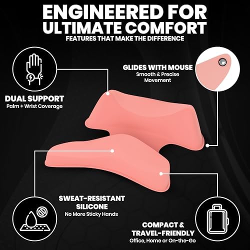 GlideX r2.0 Ergonomic Mouse Wrist Rest – Compact Sliding Wrist Pad with Low Profile Design for Desk Laptop Travel, Fits Small to Medium Hands (Pink)
