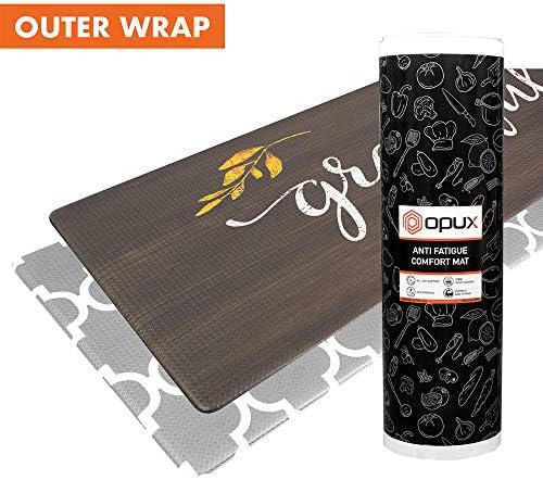 OPUX Anti Fatigue Kitchen Floor Mat, Reversible Cushioned Memory Foam Kitchen Rug Pad, Waterproof Non-Slip Padded Comfort Standing Mat Laundry Home 47x17 (Farmhouse Grateful Moroccan)