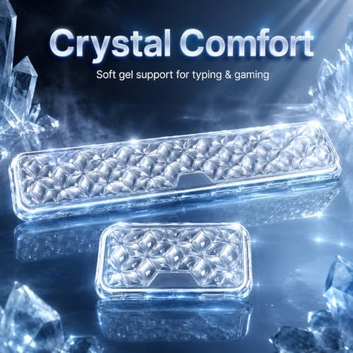eulps Ergonomic Gel Keyboard Wrist Rest Set, Soft Gel Palm Rest for Keyboard and Mouse, Clear Wrist Support Pad for Typing and Gaming Pain Relief, Non-Slip Base for Computer Laptop (Rectangular)