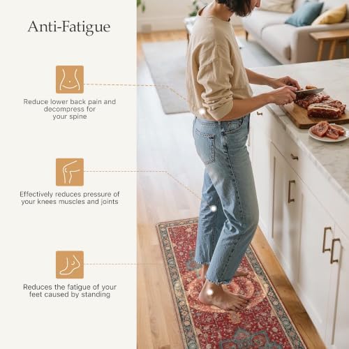 GENIMO Christmas Kitchen Mats for Floor, Anti Fatigue Mats 2PCS,New Red