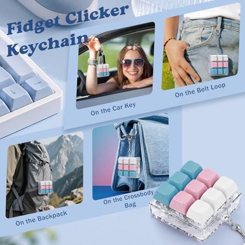 Keyboard Fidget Toy, Creamy Fidget Clicker Keyboard Fidget Keychain, Button Fidget Gifts for Adults, Boost Focus & Ease Anxiety Anywhere — Perfect Stress-Relief Gift (3×3 Grid Layout M)