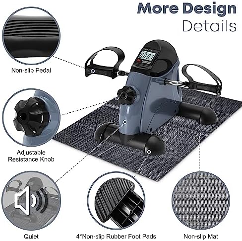 Mini Exercise Bike, AGM Under Desk Bike Pedal Exerciser Foot Cycle Arm & Leg Pedal Exerciser with LCD Screen Displays