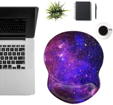Mouse Pad with Gel Wrist Support and Non-Slip Base - Pain Relief Ergonomic Wrist Rest Mouse Pad for Working & Gaming, Home & Office Desk Accessories Gaming (Nebula)