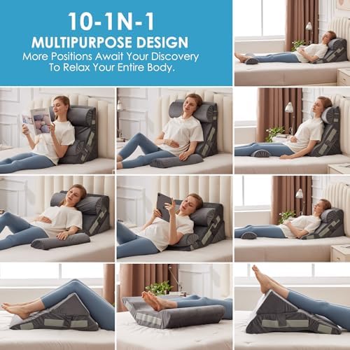 MEGCXIT Wedge Pillow Set for After Surgery, Bed Wedge, 4PCS, Grey