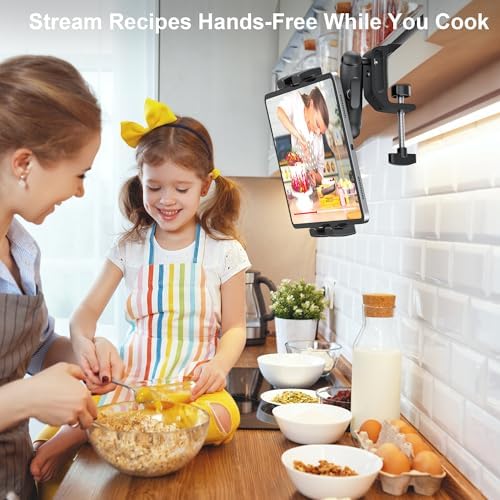 iPad Under Cabinet Mount, Kitchen Tablet Holder, iPad Desk Mount with Clamp