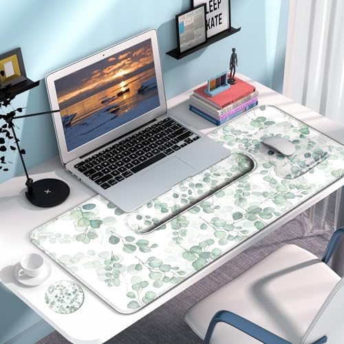 Desk Mat Set Keyboard and Mouse Pad with Wrist Rest Support