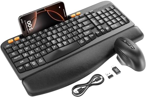 SABLUTE Ergonomic Wireless Keyboard and Mouse Combo with Wave Key