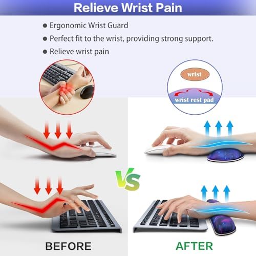 Mouse Pad Galaxy with Wrist Rest, 4-in-1 Large Mousepad Keyboard