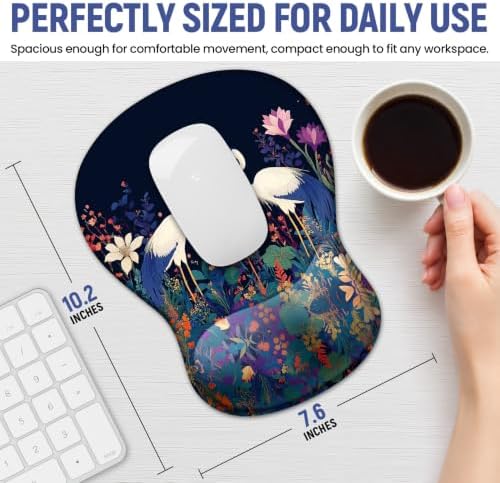 Ergonomic Mouse Pad with Wrist Rest, Gel Wrist Support, Cranes
