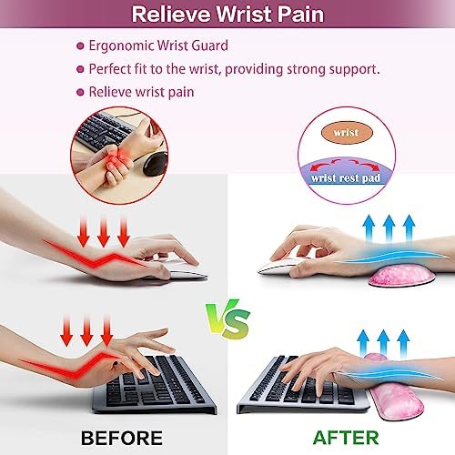 Mousepad Pink, Mouse Pad with Wrist Rest, 4-in-1