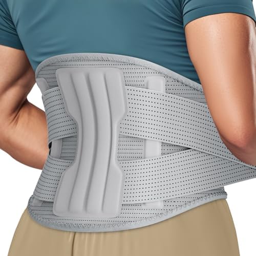 NEENCA Compression Back Brace for Lower Back Pain, Herniated Disc, Lumbar Strain – Breathable Lumbar Support for Work, Lifting, Sciatica, Scoliosis (Gray, XXX-Large)