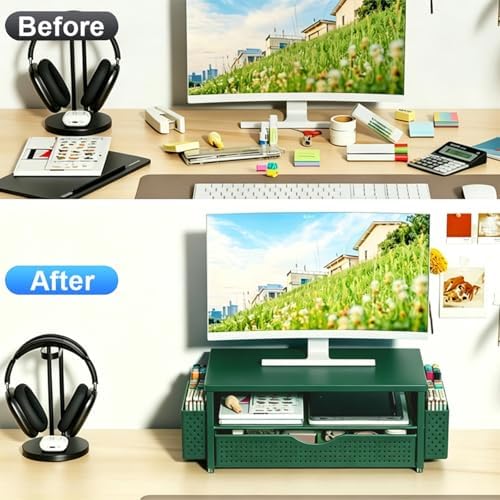 Spacrea Desk Organizers and Accessories, Printer Stand with Storage, Green