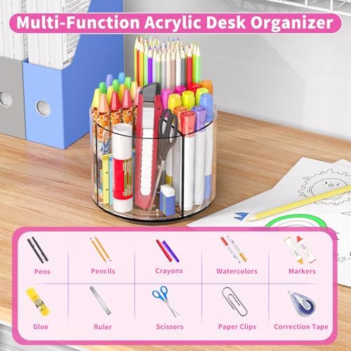 Small Pencil Organizer for Desk Acrylic Art Organizer Clear 4 Compartments