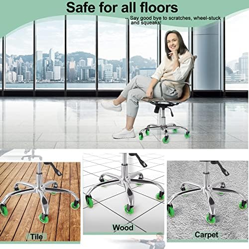 Hivexagon Office Chair Caster Wheels Replacement Set of 5, Heavy Duty Universal Quiet Rolling Casters 3 inch Fit Standard Office Chair for Hardwood Floors, Tiles and Carpet (Green)