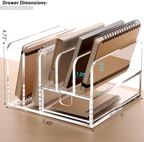SANRUI Clear Acrylic Mail Organizer with 5 Compartments and 1 Drawer