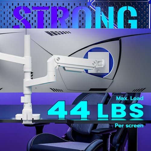 Dual Monitor Arm Desk Mount for 17-49 Inch Monitors Holds 44 lbs, White