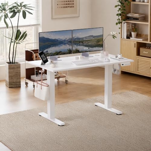 Claiks Electric Standing Desk 55x24 Inch Adjustable Desk, White