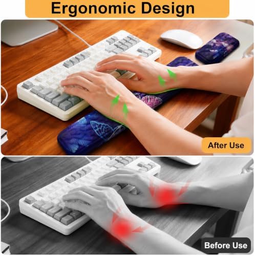 Keyboard Wrist Rest Mouse Wrist Support, Memory Foam Wrist Rest Pad for Computer Laptop, Ergonomic Wrist Cushion Support for Typing Pain Relief, Gaming Home Office, Butterfly