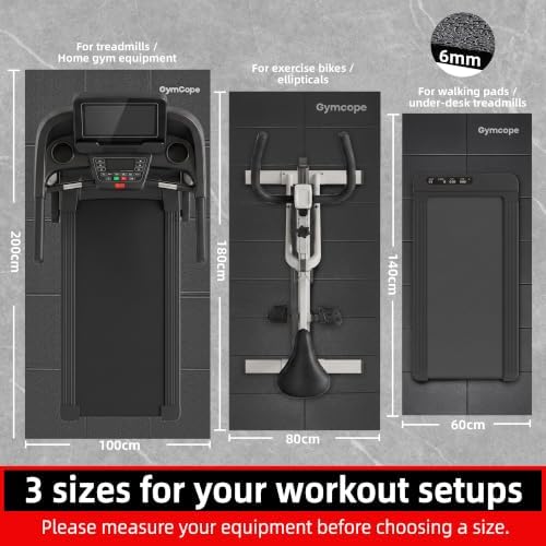 GymCope Foldable Treadmill Mat for Hardwood Floors Carpet, 6mm Exercise Mat