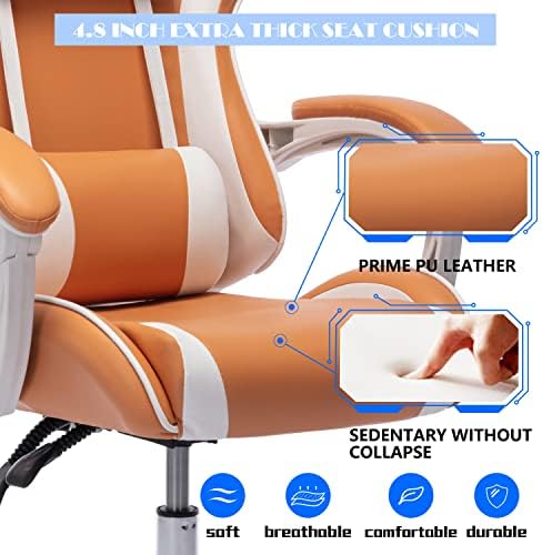 Gaming Chair for Adults, High Back Ergonomic Computer Gaming Chair with Headrest and Lumbar Support, Orange