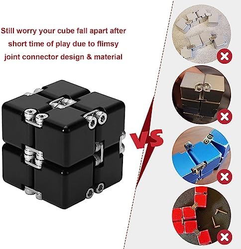 Lifidea Aluminum Alloy Metal Infinity Cube Fidget Cube (6 Colors) Handheld Fidget Toy Desk Toy with Cool Case Infinity Magic Cube Relieve Stress Anxiety ADHD OCD for Kids and Adults (Black)