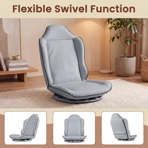 KOMFOTT 360° Swivel Floor Gaming Chair with Adjustable Backrest (Grey)