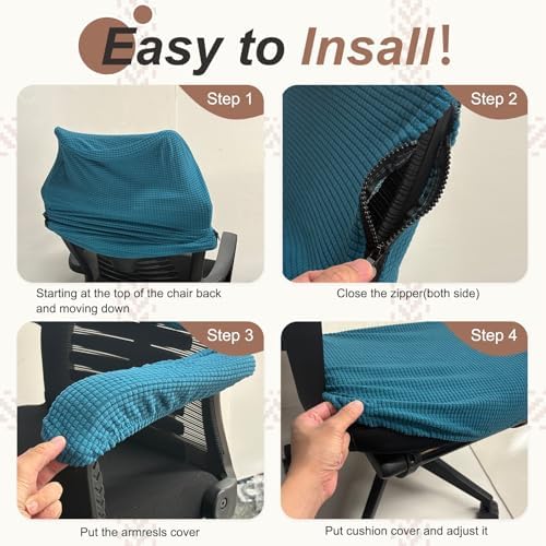 PATIKIL 1 Set Office Chair Cover, Desk Chair Cover Stretchable Universal Computer Seat Slipcover Large with Armrest Covers Zipper for Rolling Office Chairs Home Desk Seat, Orange