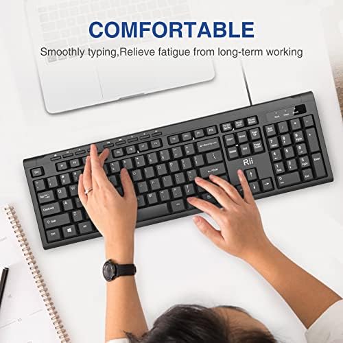 Rii RK907 Ultra-Slim Compact USB Wired Keyboard for MAC and PC-Black(1PCS)