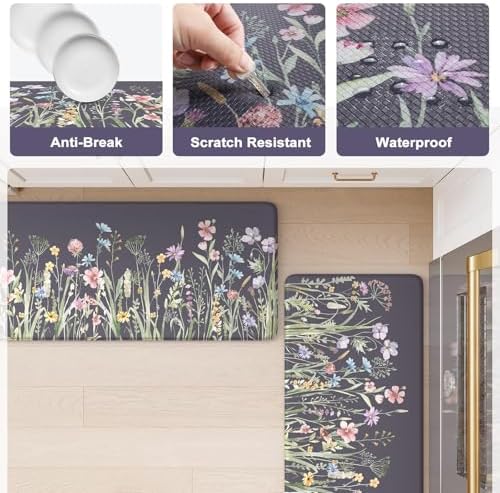 KIMODE Anti Fatigue Kitchen Mat for Floor, Farmhouse Kitchen Runner Rug