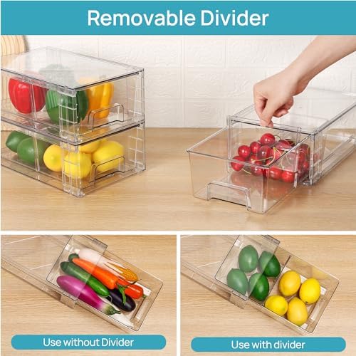 Vtopmart 8 Pack Stackable Clear Drawer with Dividers