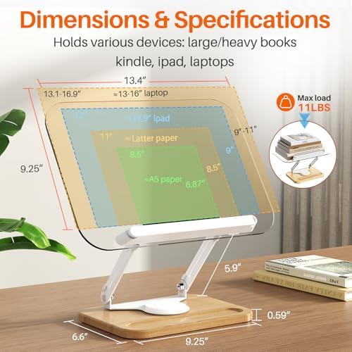 BYMECOST Acrylic Book Stand for Reading, 360°Rotating Book Holder, White
