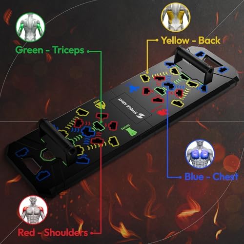 Push Up Board, 20-in-1 Foldable Pushup Board with Ergonomic Handles, Home Gym Workout Equipment for Chest, Shoulders, Triceps & Back, Portable Push Up Stand for Men & Women