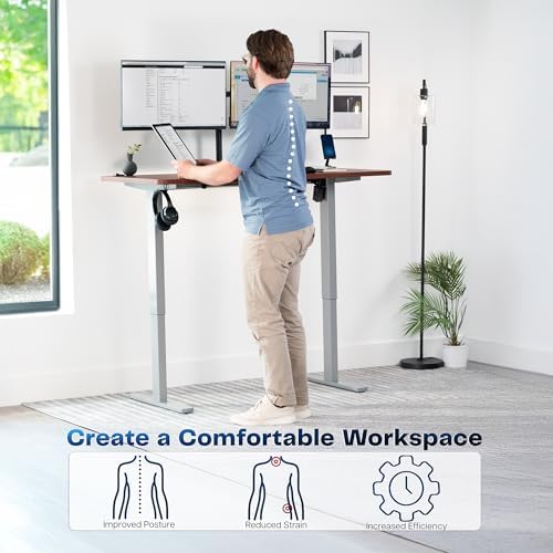 VIVO Dark Walnut 55 x 28 in Standing Desk, DESK-KIT-1G55D