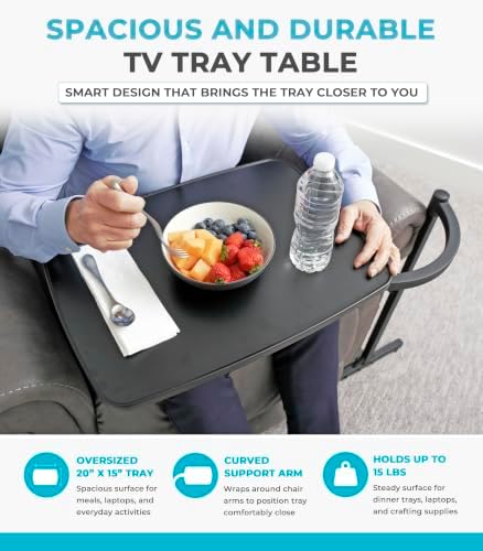 Stander Wonder Tray, Adjustable Swivel Table, Large Laptop Stand, Couch Desk, Side Tables & Gaming Bench, TV-Trays for Eating on Couches, Chairs, Recliners, Black