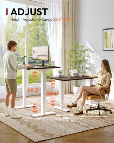 SANODESK Solid Bamboo Dual Motor Standing Desk, 220 lbs, 48×24